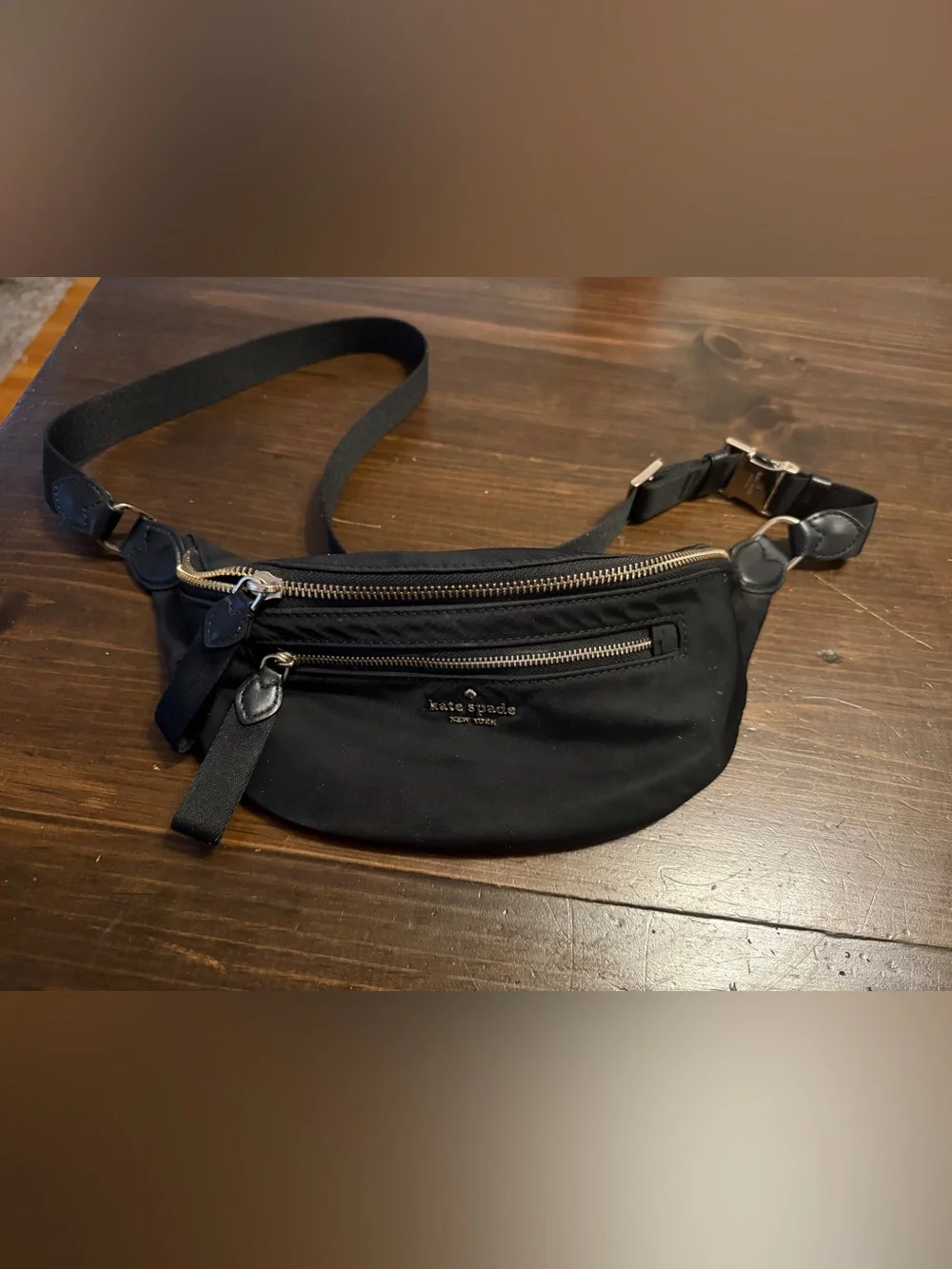 kate spade Black Nylon Belt Bag with Gold Hardware